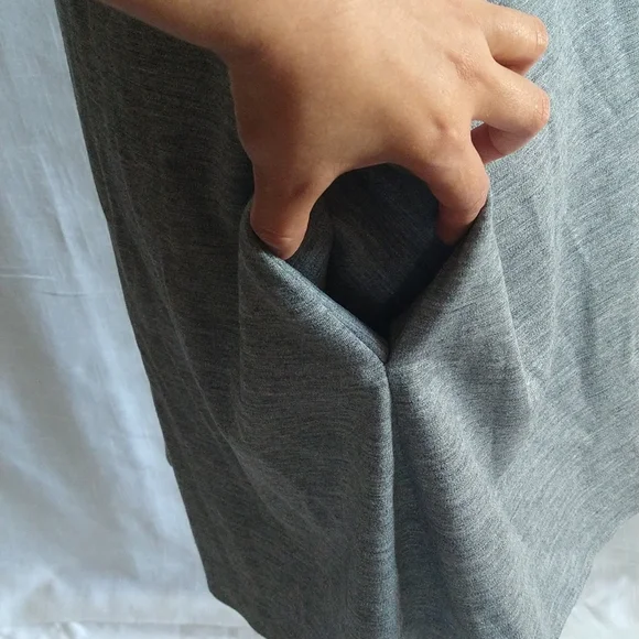 Gray Wool Blend Imperial Tank Mini Dress Sleeveless V-Neck Pockets Size Medium - Picture 5 of 16